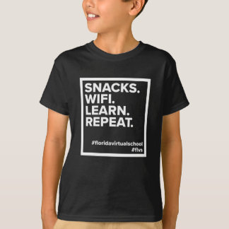 FLVS Snacks. WiFi. Lär dig. Upprepa, svart. T Shirt