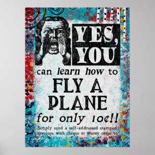 Fly A Flygplan - Funny Vintage annons Poster