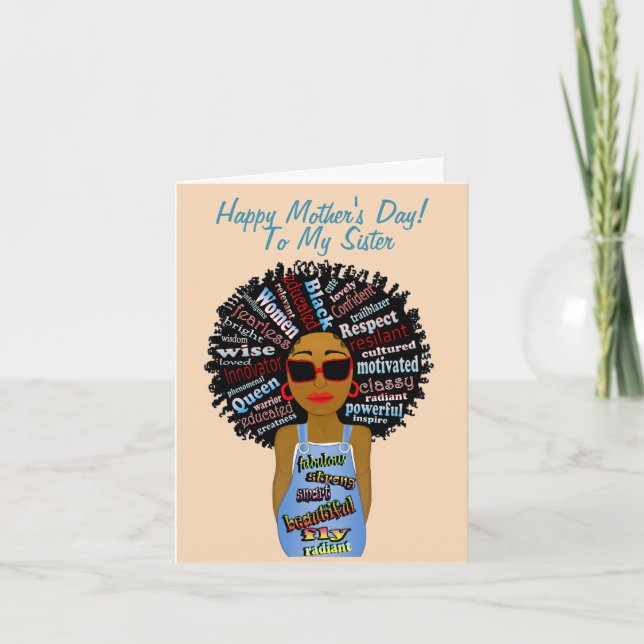 Fly African American Sister Mors dag Card Kort (Framsida)
