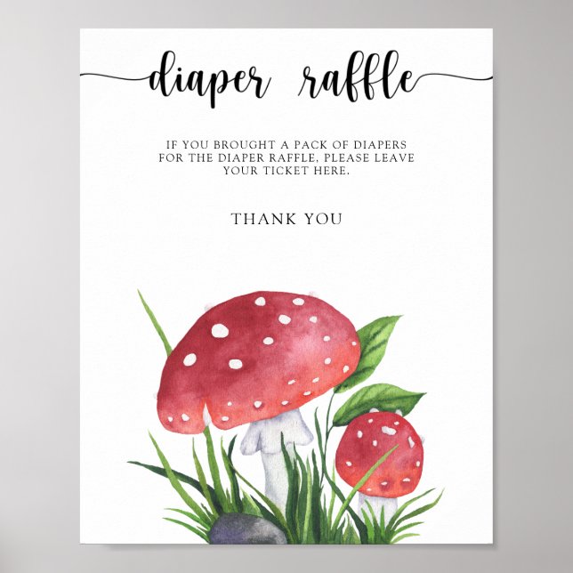 fly agaric baby shower - blöjutlott poster (Framsidan)