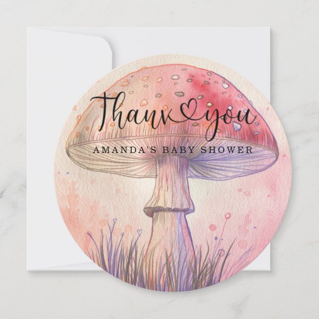 Fly agaric baby shower tack  kort (Framsida)