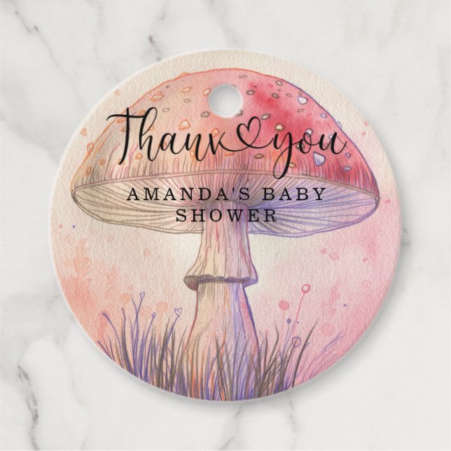 Fly agaric babydusch tack. gåvor etiketter (Framsida)