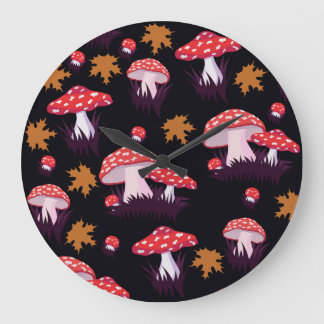 Fly agaric, maple löv print stor klocka