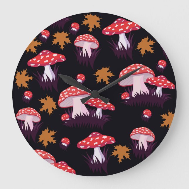 Fly agaric, maple löv print stor klocka (Framsida)