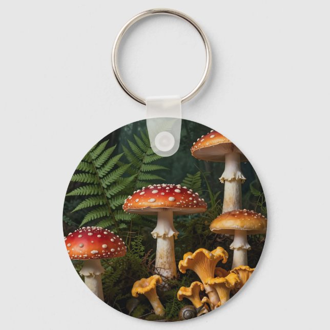 Fly Agaric Mushrooms Forest Botanical Nyckelring (Framsida)
