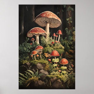 Fly Agaric Svamp Tryck, Mörk Akademi Poster