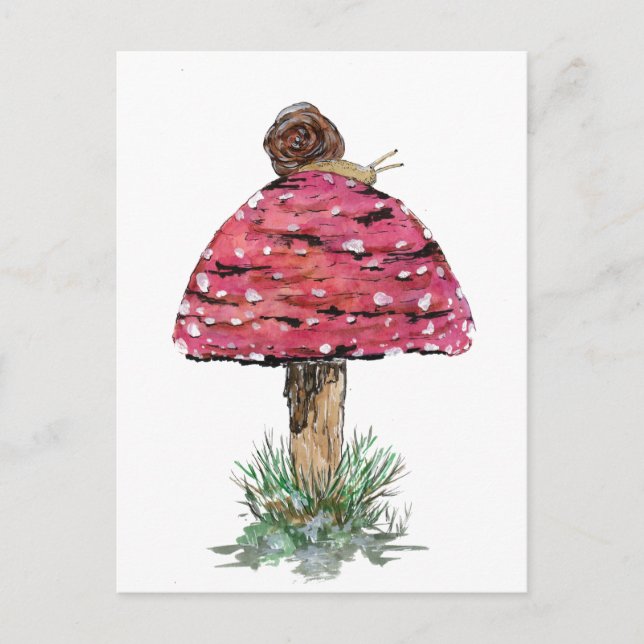 Fly Agaric Toadstool och Snigel Vykort (Framsida)