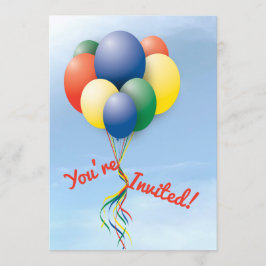 Fly Away Balloon Bundle Birthday Inbjudningar