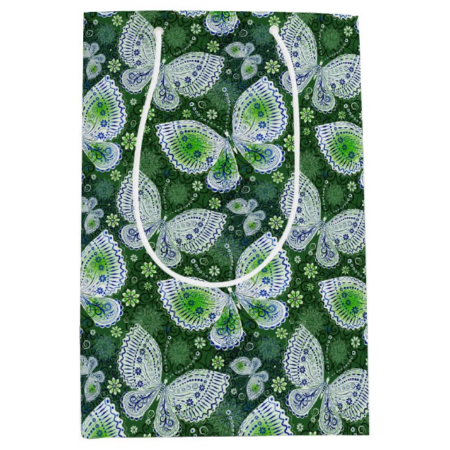 Fly Away Paisley Butterfly Print Grönt (Framsidan)