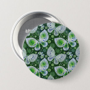Fly Away Paisley Butterfly Print Grönt Knapp