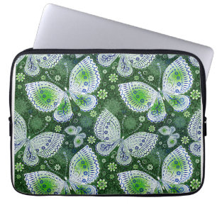 Fly Away Paisley Butterfly Print Grönt Laptop Fodral