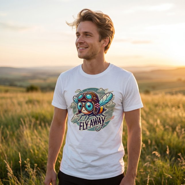 Fly Away | Söt Steampunk Flygarbi Konst T Shirt (Skapare uppladdad)