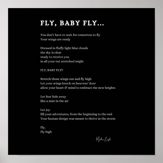 Fly baby poster inspirerande dikt poetry (Framsidan)