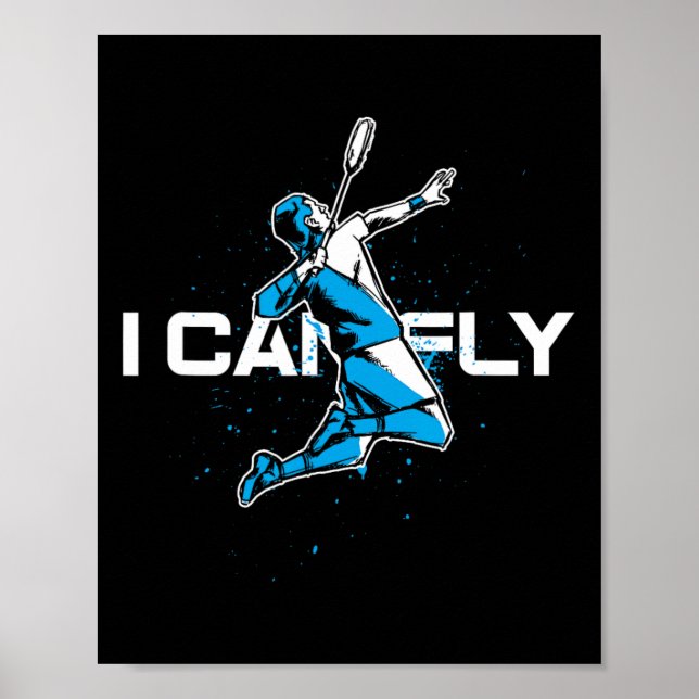 Fly Badminton Player Shuttle Trainer Racket Sports Poster (Framsidan)