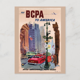 Fly BCPA till Amerika Vintage affisch återställd Vykort