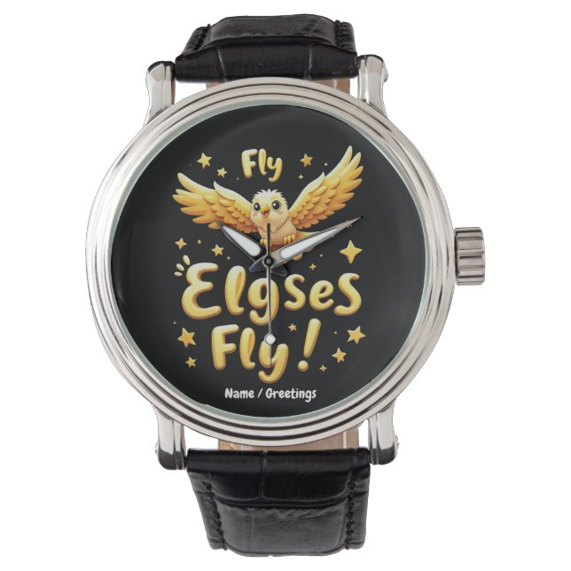 Fly Elgses Fly Inspirerande Örn Konst  Armbandsur (Framsida)