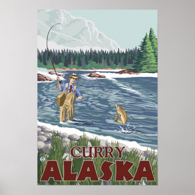 Fly Fisherman - Curry, Alaska Poster (Framsidan)