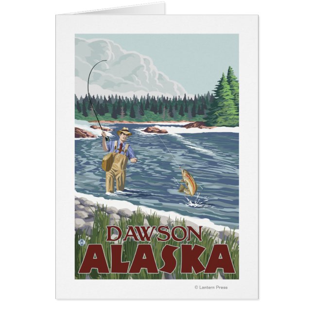 Fly Fisherman - Dawson, Alaska Hälsningskort (Framsidan)