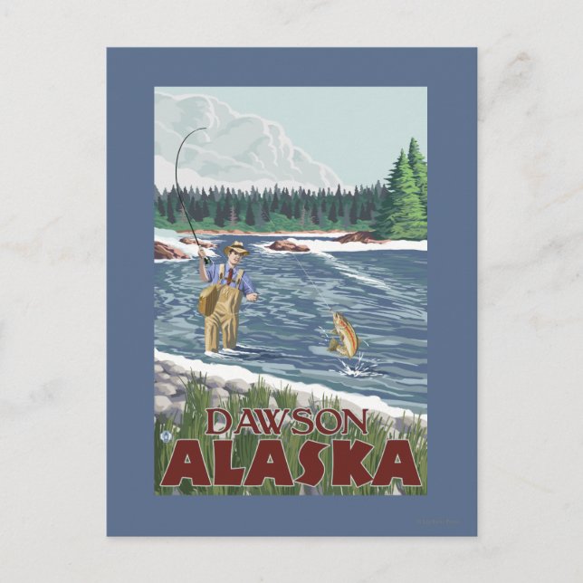Fly Fisherman - Dawson, Alaska Vykort (Framsida)