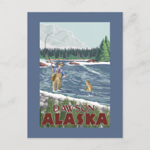 Fly Fisherman - Dawson, Alaska Vykort