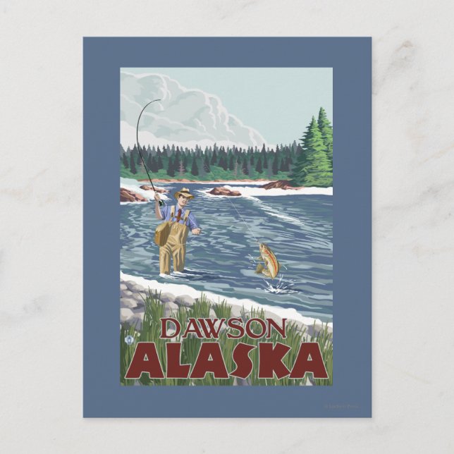 Fly Fisherman - Dawson, Alaska Vykort (Framsida)