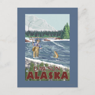 Fly Fisherman - Dawson, Alaska Vykort