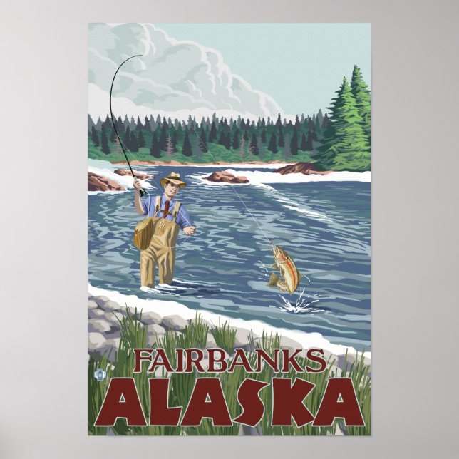 Fly Fisherman - Fairbanks, Alaska Poster (Framsidan)