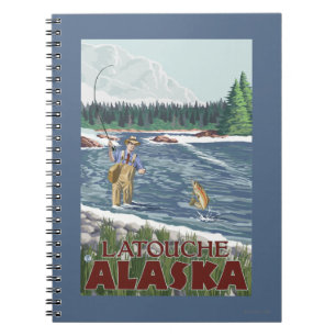 Fly Fisherman - Latouche, Alaska Anteckningsbok Med Spiral