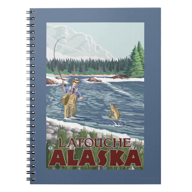 Fly Fisherman - Latouche, Alaska Anteckningsbok Med Spiral (Framsidan)