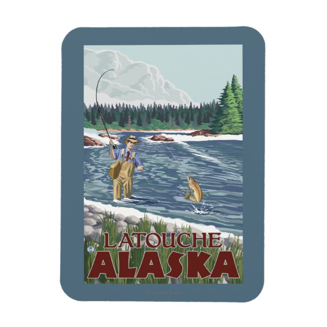 Fly Fisherman - Latouche, Alaska Magnet (Vertikal)