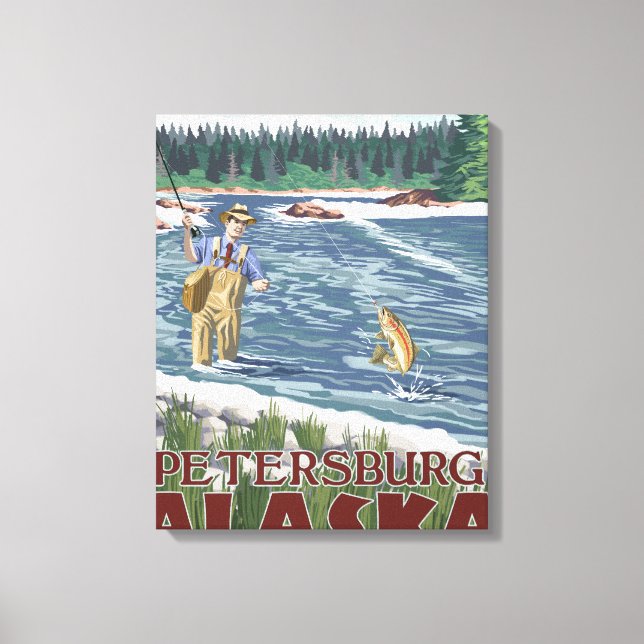 Fly Fisherman - Petersburg, Alaska Canvastryck (Framsida)