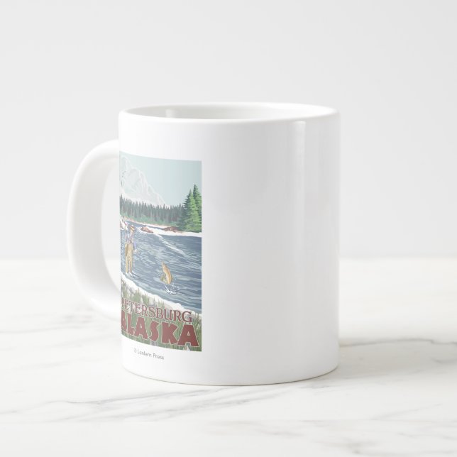 Fly Fisherman - Petersburg, Alaska Jumbo Mugg (Framsida vänster)