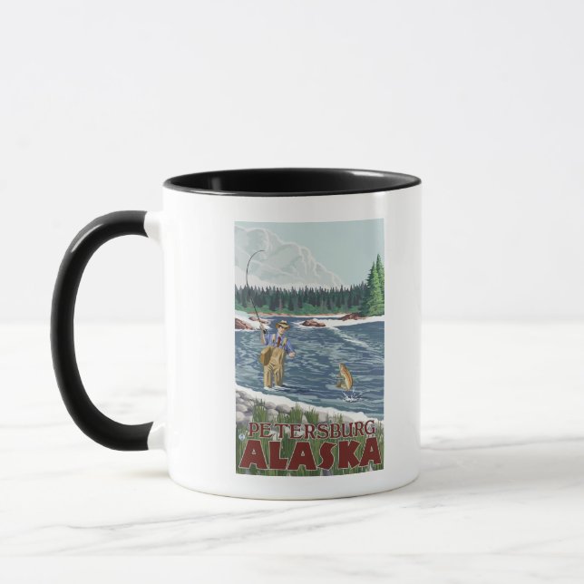 Fly Fisherman - Petersburg, Alaska Mugg (Vänster)