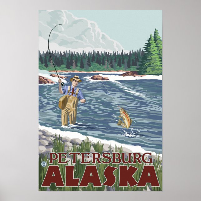 Fly Fisherman - Petersburg, Alaska Poster (Framsidan)