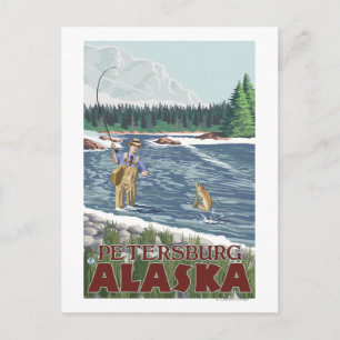 Fly Fisherman - Petersburg, Alaska Vykort