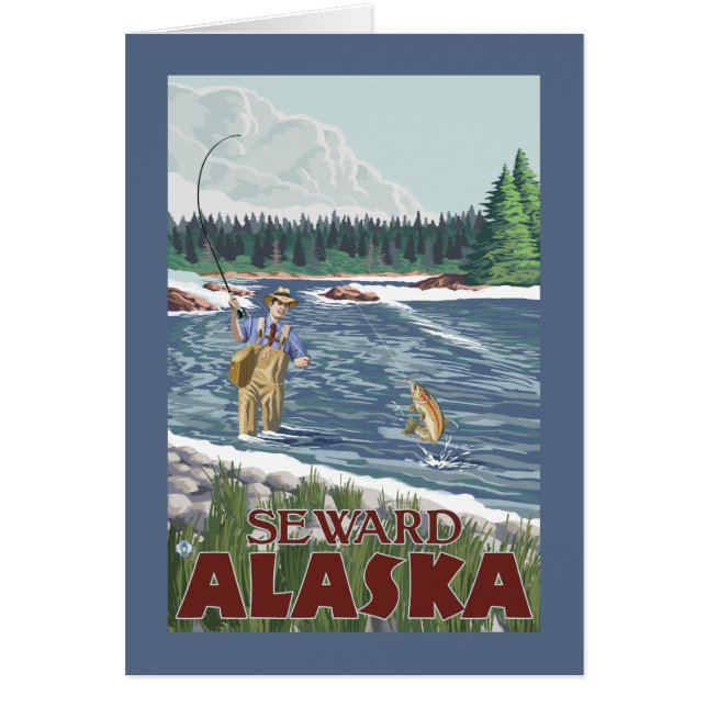 Fly Fisherman - Seward, Alaska Hälsningskort (Framsidan)