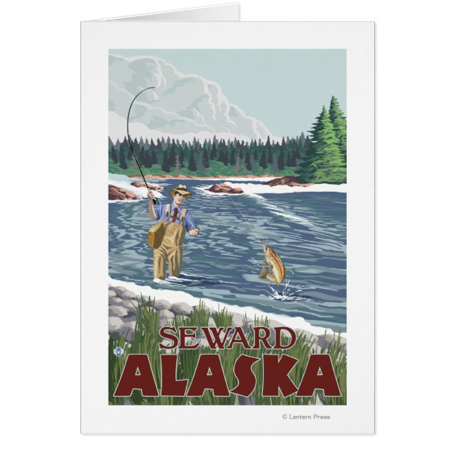 Fly Fisherman - Seward, Alaska Hälsningskort (Framsidan)