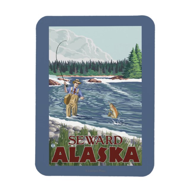 Fly Fisherman - Seward, Alaska Magnet (Vertikal)