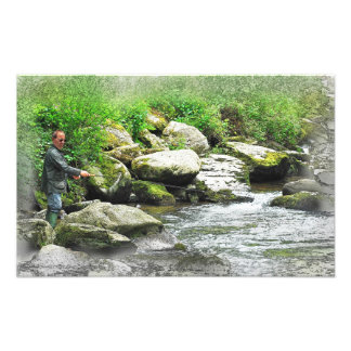 Fly Fisherman som målning Fototryck