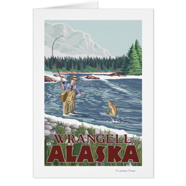 Fly Fisherman - Wrangell, Alaska Hälsningskort (Framsidan)