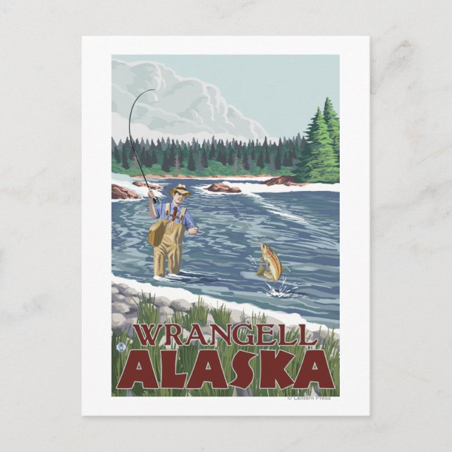 Fly Fisherman - Wrangell, Alaska Vykort (Framsida)