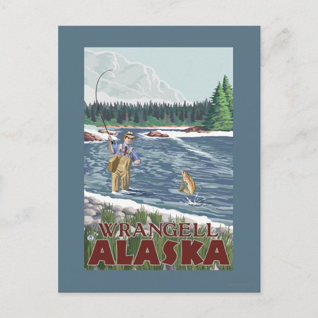 Fly Fisherman - Wrangell, Alaska Vykort (Framsida)