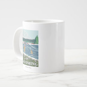 Fly Fisherman WyomingVintage Travel Poster Jumbo Mugg