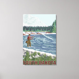 Fly FishermanSouth Dakota Canvastryck