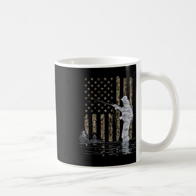 Fly Fishing Fisherman American Flag Camouflage Fly Kaffemugg (Höger)