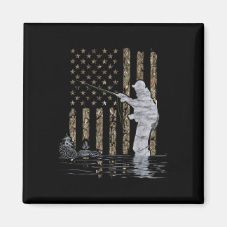 Fly Fishing Fisherman American Flag Camouflage Fly Magnet