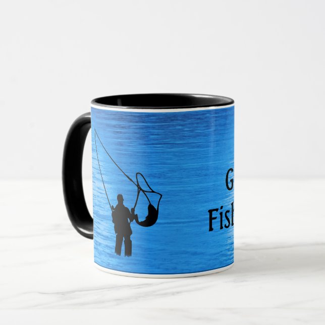 Fly Fishing - fisherman in stream Personalize Mugg (Framsida vänster)