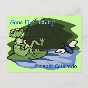 Fly-Fishing Frog vycard Vykort