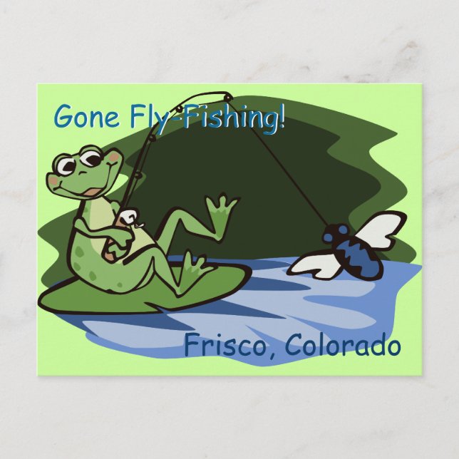 Fly-Fishing Frog vycard Vykort (Framsida)