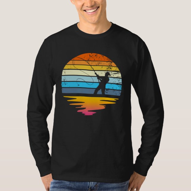 Fly Fishing Retro Sunset  Angler Fisherman Fly Fis T Shirt (Framsida)